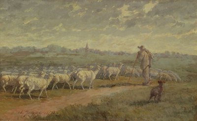 Landschap met een Kudde Schapen, 1872 door Charles Emile Jacque